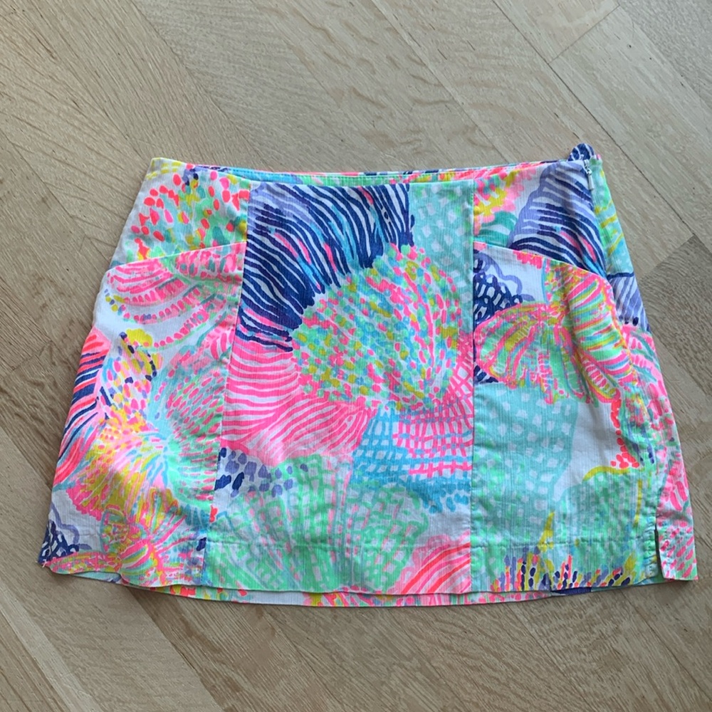 Lilly Pulitzer Multicolor Floral Print Skort - Neon Pink, Aqua, Yellow, Navy